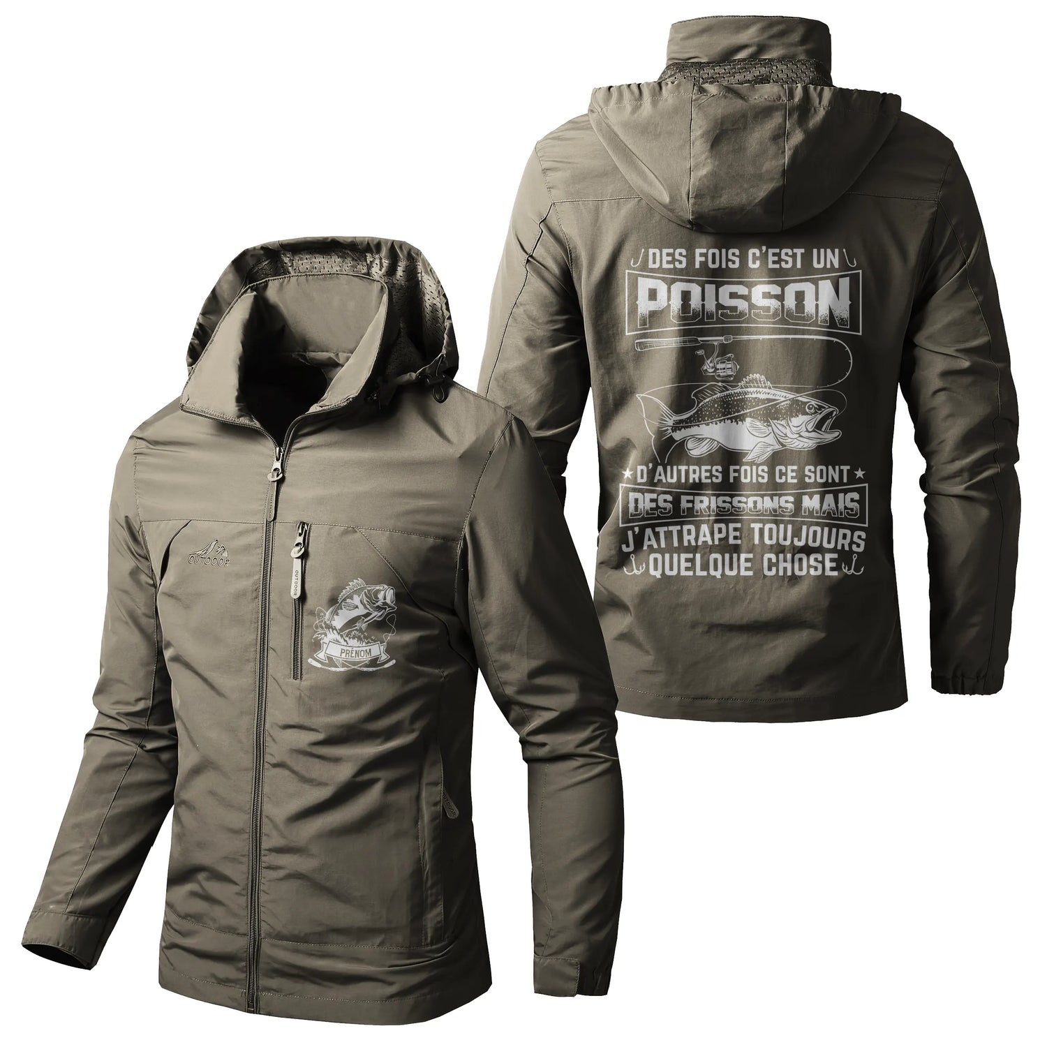 Veste Imperméable Et Coupe Vent Personnalisée, Cadeau Humour Pêcheur, J'attrape Toujours Quelque Chose - CT05092342 Kaki