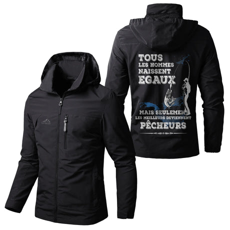 Alpenext Veste Imperméable et Coupe-Vent Personnalisée - Cadeau Humour Pêcheurs - CT05092344 Noir