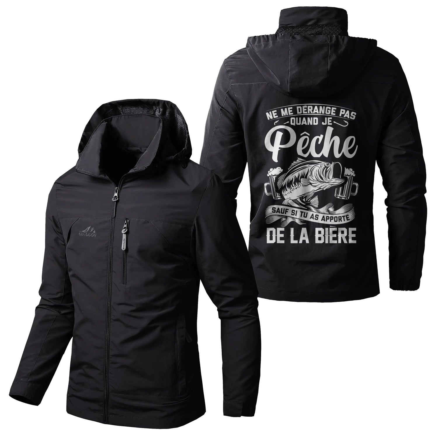 Alpenext Veste Imperméable et Coupe-Vent - Ne Me Dérangez Pas Quand Je Pêche, Cadeau Humour Pêcheurs - CT05092345 Noir