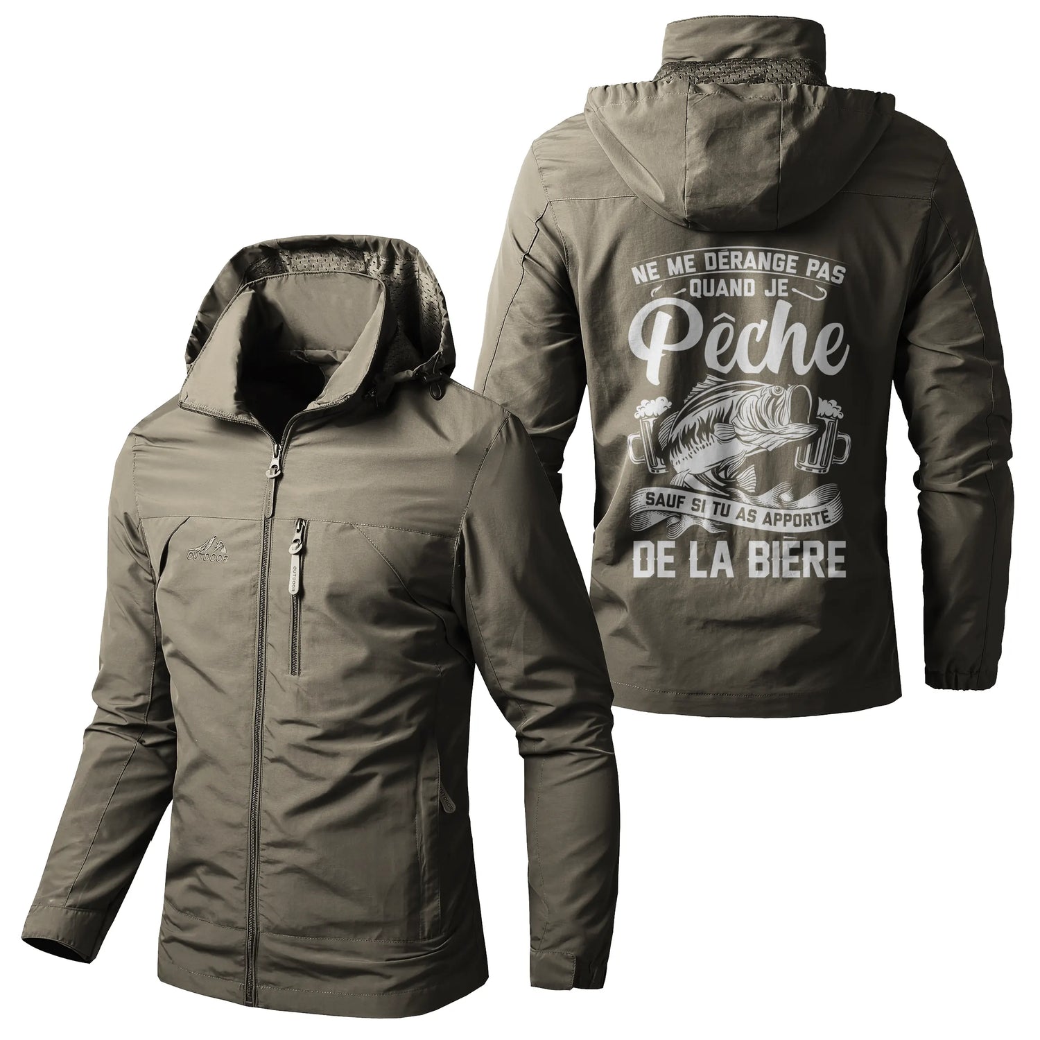 Alpenext Veste Imperméable et Coupe-Vent - Ne Me Dérangez Pas Quand Je Pêche, Cadeau Humour Pêcheurs - CT05092345 Kaki