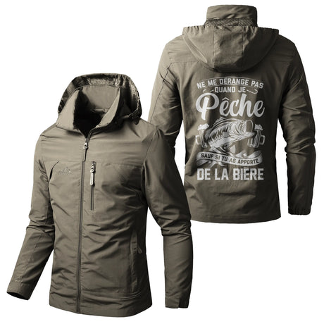 Alpenext Veste Imperméable et Coupe-Vent - Ne Me Dérangez Pas Quand Je Pêche, Cadeau Humour Pêcheurs - CT05092345 Kaki