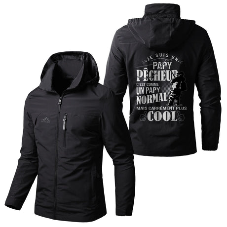 Alpenext Veste Imperméable et Coupe-Vent - Papy Pêcheur Comme Un Papy Normal Mais Plus Cool - CT05092347 Noir