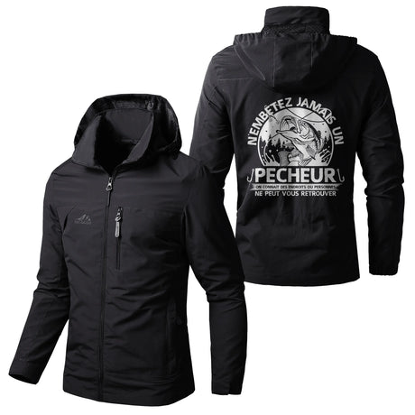Veste Imperméable et Coupe-Vent - N'embêtez Jamais Un Pêcheur, Cadeau Humour Pêcheurs - CT05092350 Noir