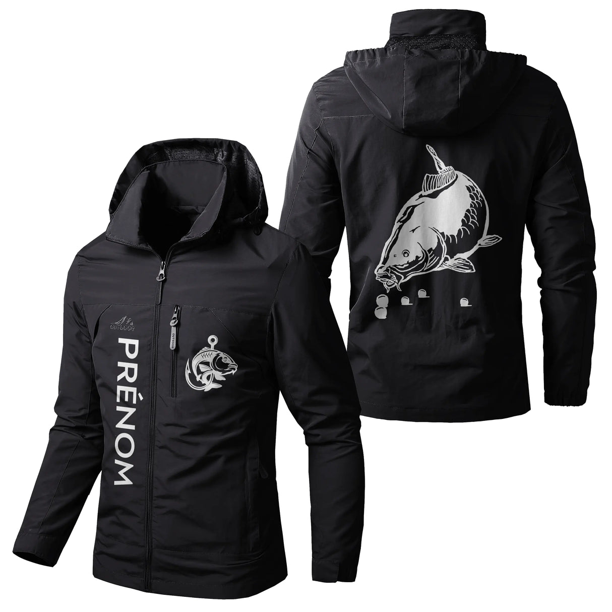 Veste Imperméable et Coupe-Vent Personnalisée - Carpiste, Cadeau Orignal Pêcheurs - CT05092357 Noir