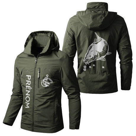 Veste Imperméable et Coupe-Vent Personnalisée - Carpiste, Cadeau Orignal Pêcheurs - CT05092357 Vert Armée