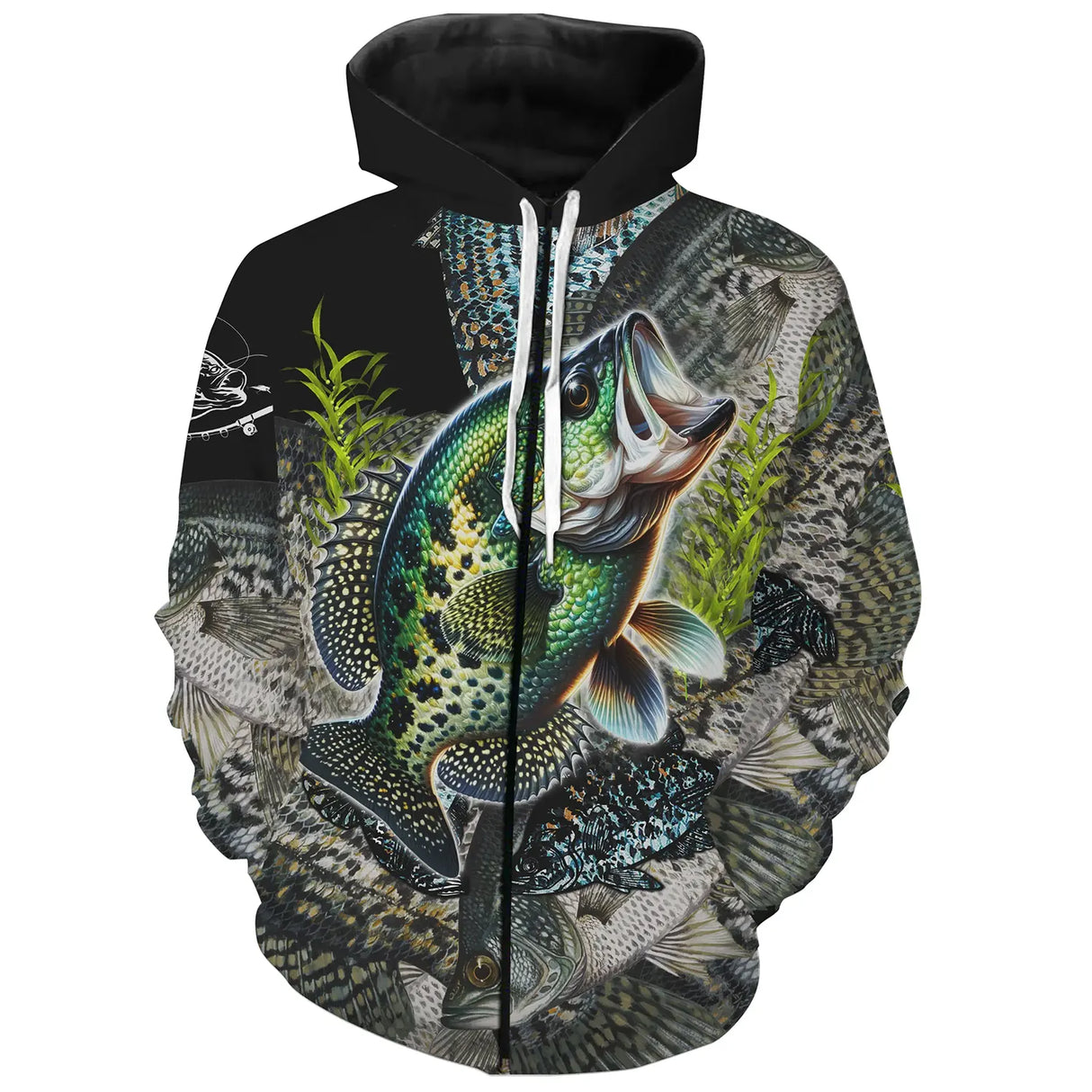 Sweat à capuche zippé all-over peau du crapet poisson-soleil multicolore