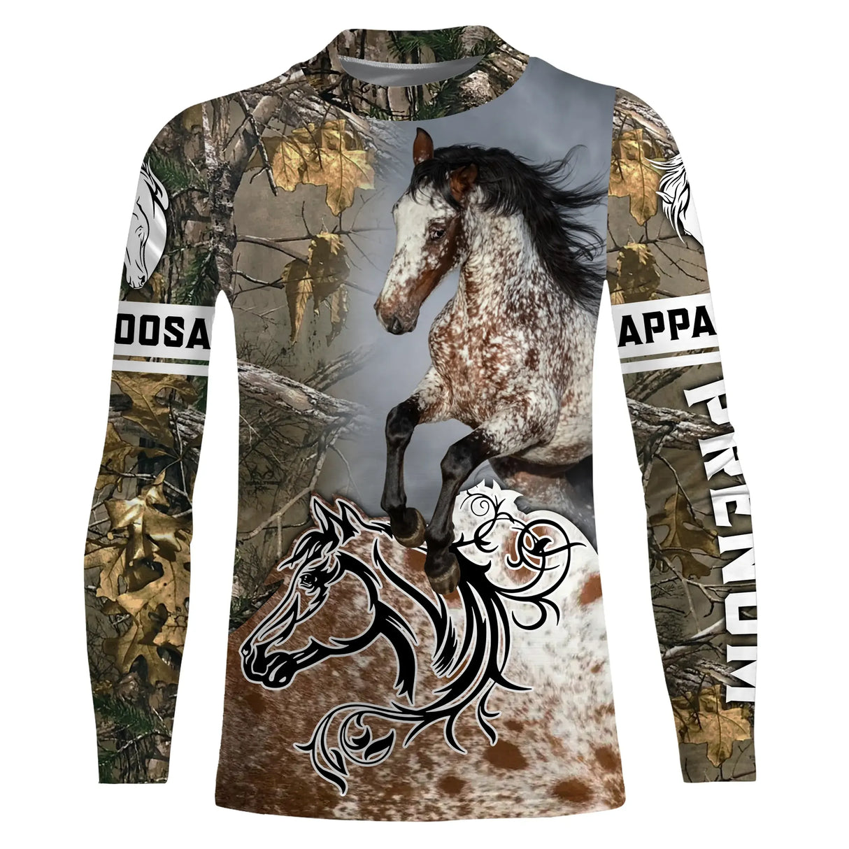 Manches longues anti-UV Appaloosa camouflage forêt feuillage Appaloosa cabrée