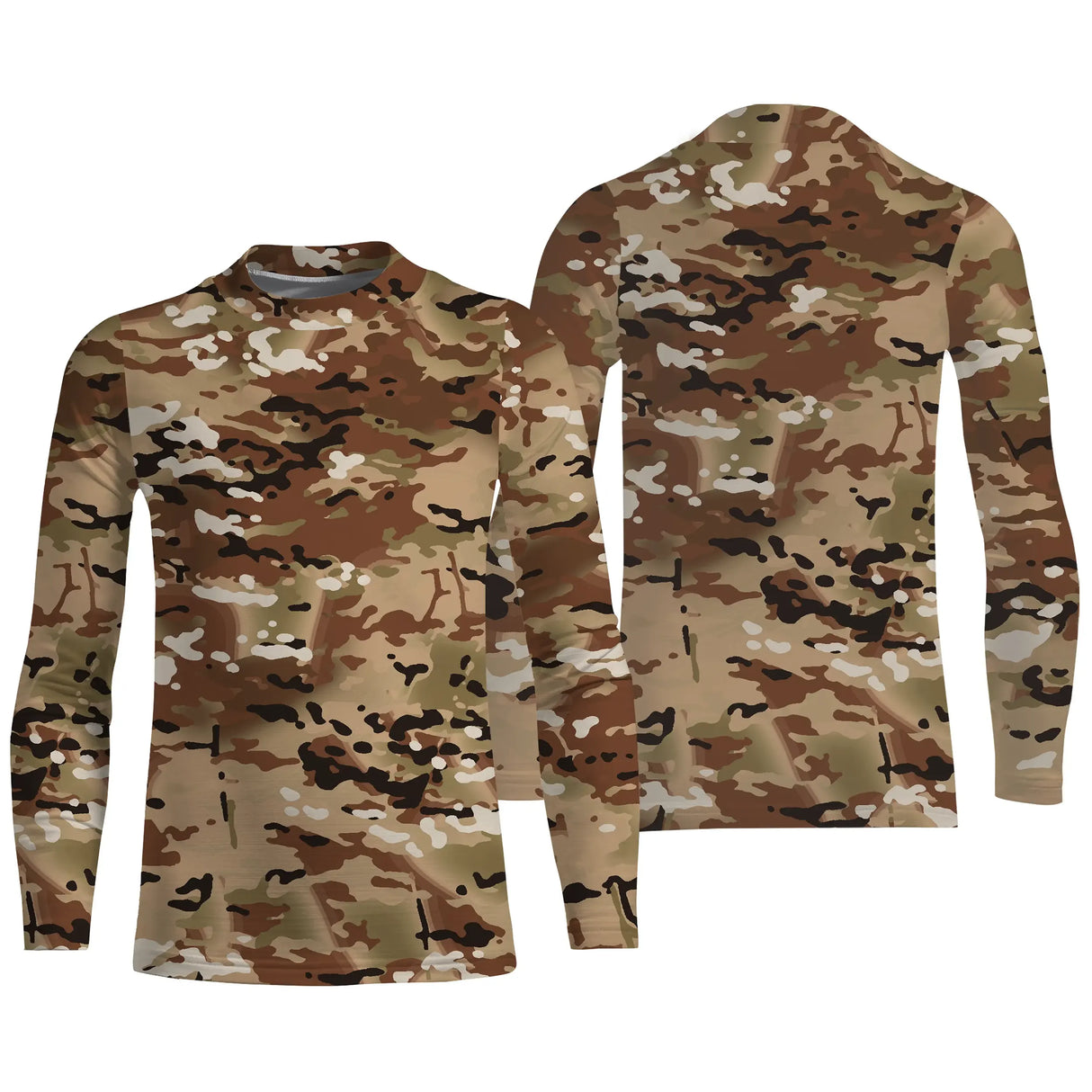 Manches longues anti-UV camouflage désert tan brun coupe unisexe été