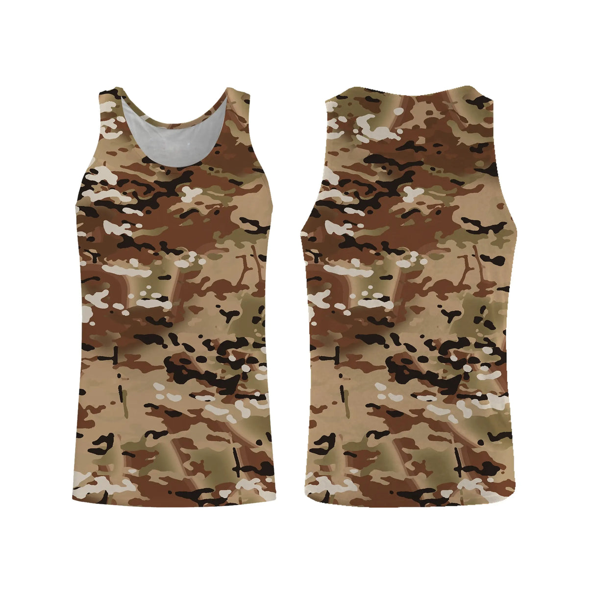 Débardeur all-over camouflage désert brun caramel sable été plage