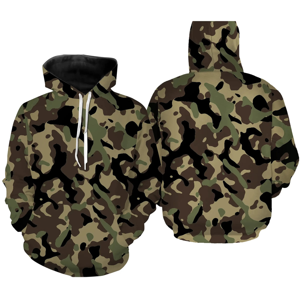 Hoodie camouflage forêt vert kaki classique pour pêcheurs chasseurs