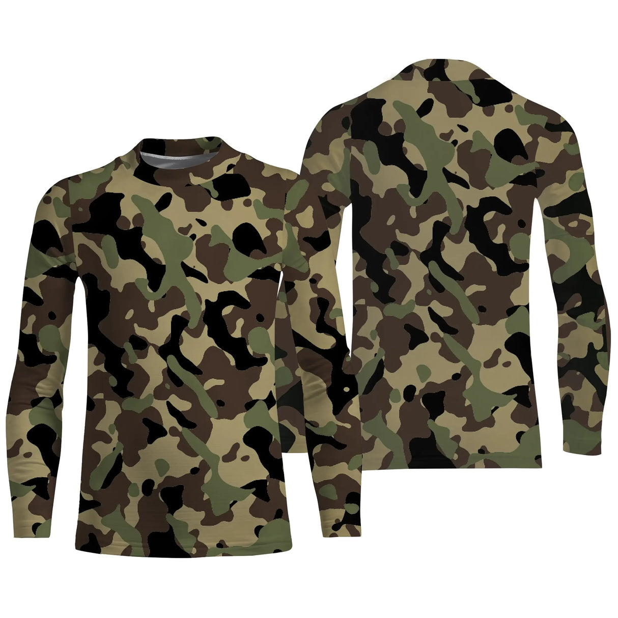 Manches longues anti-UV camouflage forêt vert kaki coupe unisexe approche