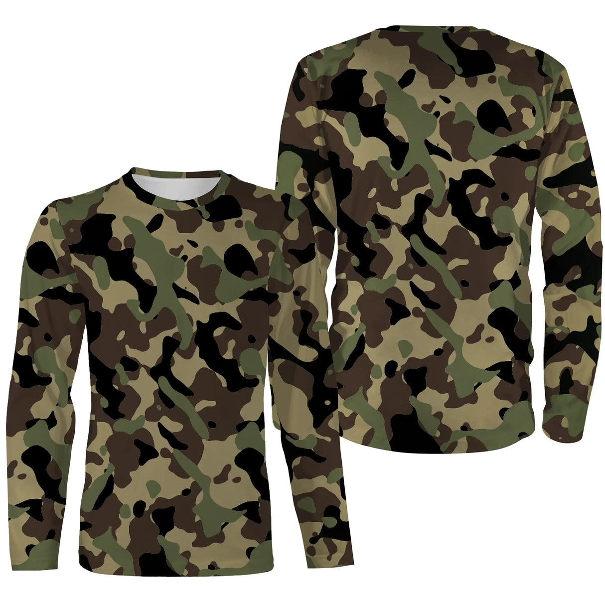 Manches longues camouflage forêt vert olive coupe unisexe pour sous-bois