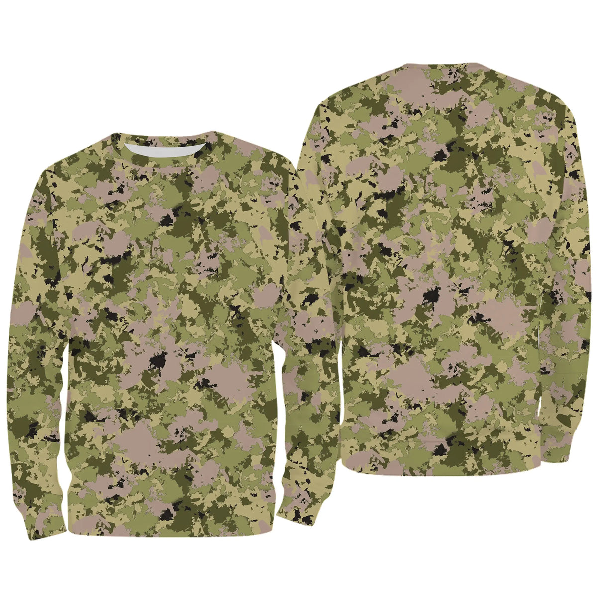 Sweater all-over camouflage pixel digital vert manches longues unisexe tactique