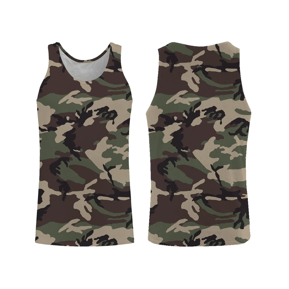 Débardeur all-over camouflage Woodland vert brun et noir été chasse