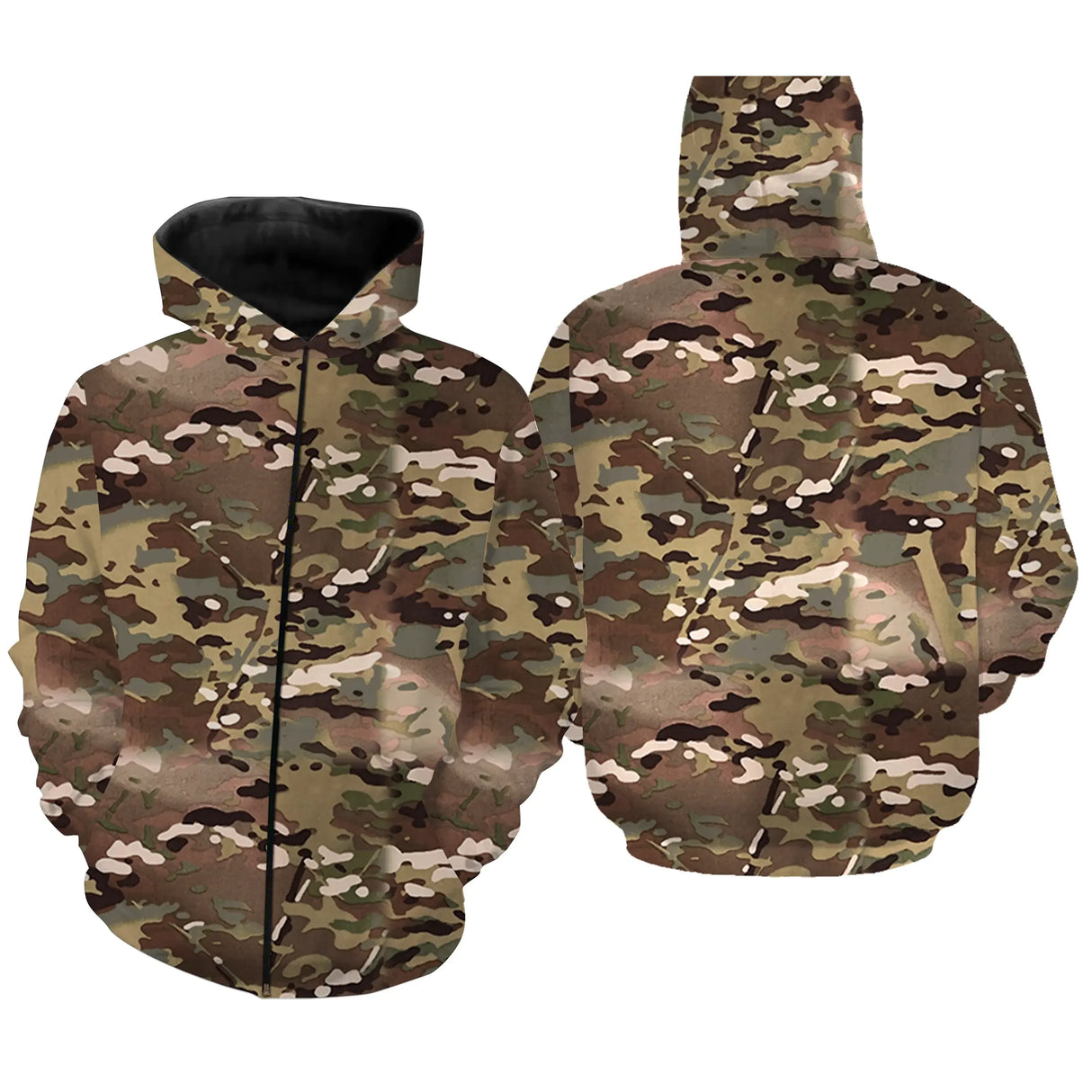 Sweat zippé all-over camouflage MultiCam multi-terrain coupe unisexe