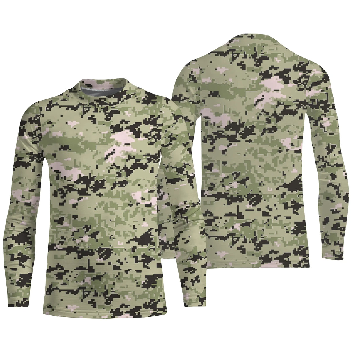 Manches longues anti-UV camouflage digital pixel vert clair coupe unisexe été