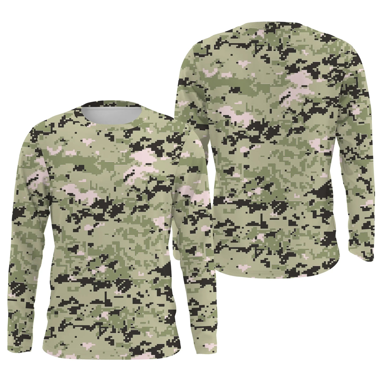 Manches longues anti-UV camouflage digital pixelisé vert clair all-over outdoor