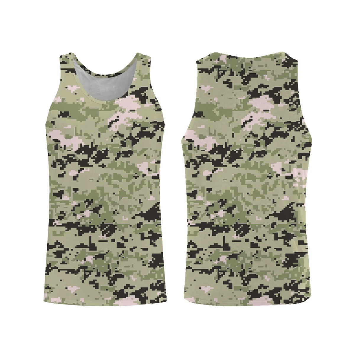 Débardeur all-over camouflage digital pixelisé vert clair été chasse
