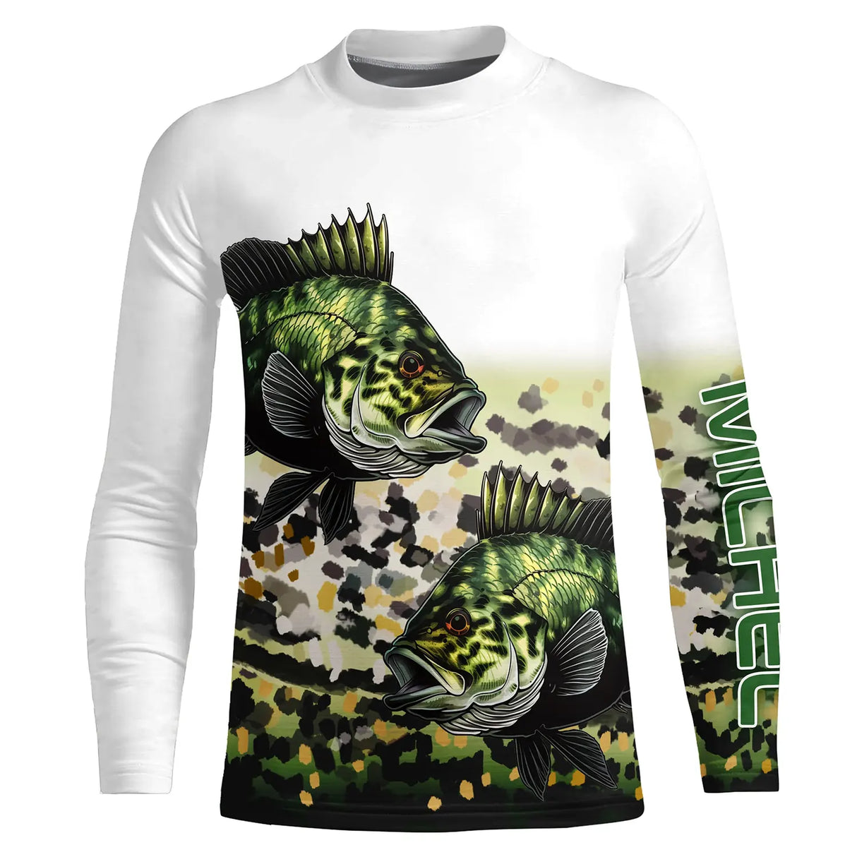 Sweat zippé pêche crapet, double illustration sunfish, prénom brodé manche, vêtement halieutique unisexe
