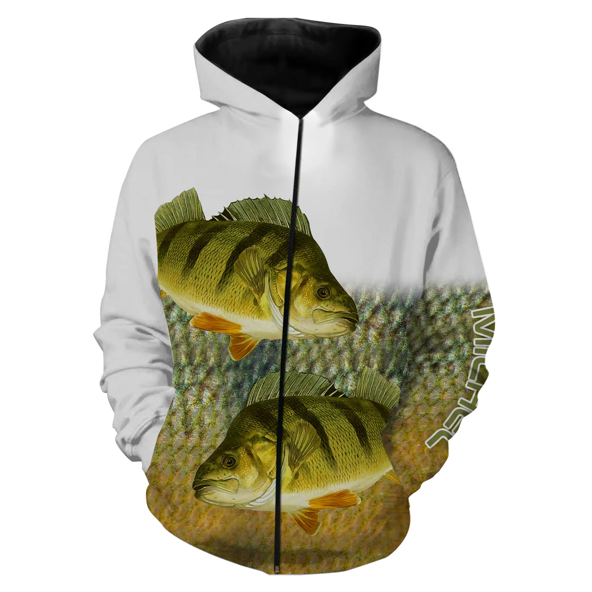 Polo zippé manches longues pêche perche double, tenue technique pour guide carnassier personnalisée