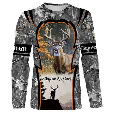 T-shirt Chasse Passion, Chasse Au Cerf, Cadeau Perrsonnalisé Chasseur - CT06092224 T-shirt All Over Manches Longues Unisexe