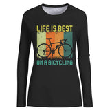 T-shirt Cyclisme La Vie Est Meilleure À Vélo - CT01022430 T-shirt Manches Longues Femme Noir