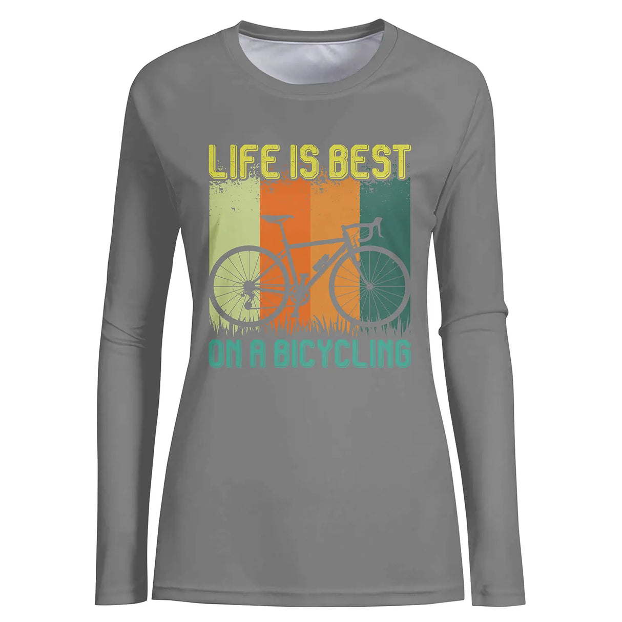 T-shirt Cyclisme La Vie Est Meilleure À Vélo - CT01022430 T-shirt Manches Longues Femme Gris