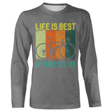 T-shirt Cyclisme La Vie Est Meilleure À Vélo - CT01022430 T-shirt Manches Longues Homme Gris