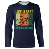 T-shirt Cyclisme La Vie Est Meilleure À Vélo - CT01022430 T-shirt Manches Longues Homme Marine