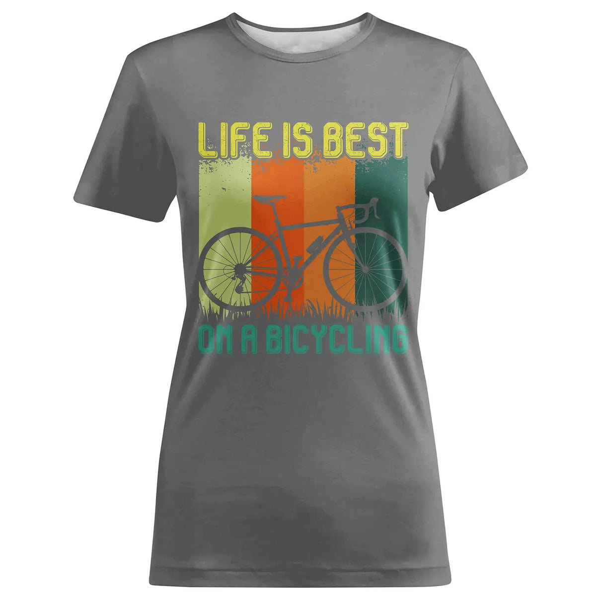T-shirt Cyclisme La Vie Est Meilleure À Vélo - CT01022430 T-shirt Col Rond Femme Gris