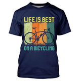 T-shirt Cyclisme La Vie Est Meilleure À Vélo - CT01022430 T-shirt Col Rond Homme Marine