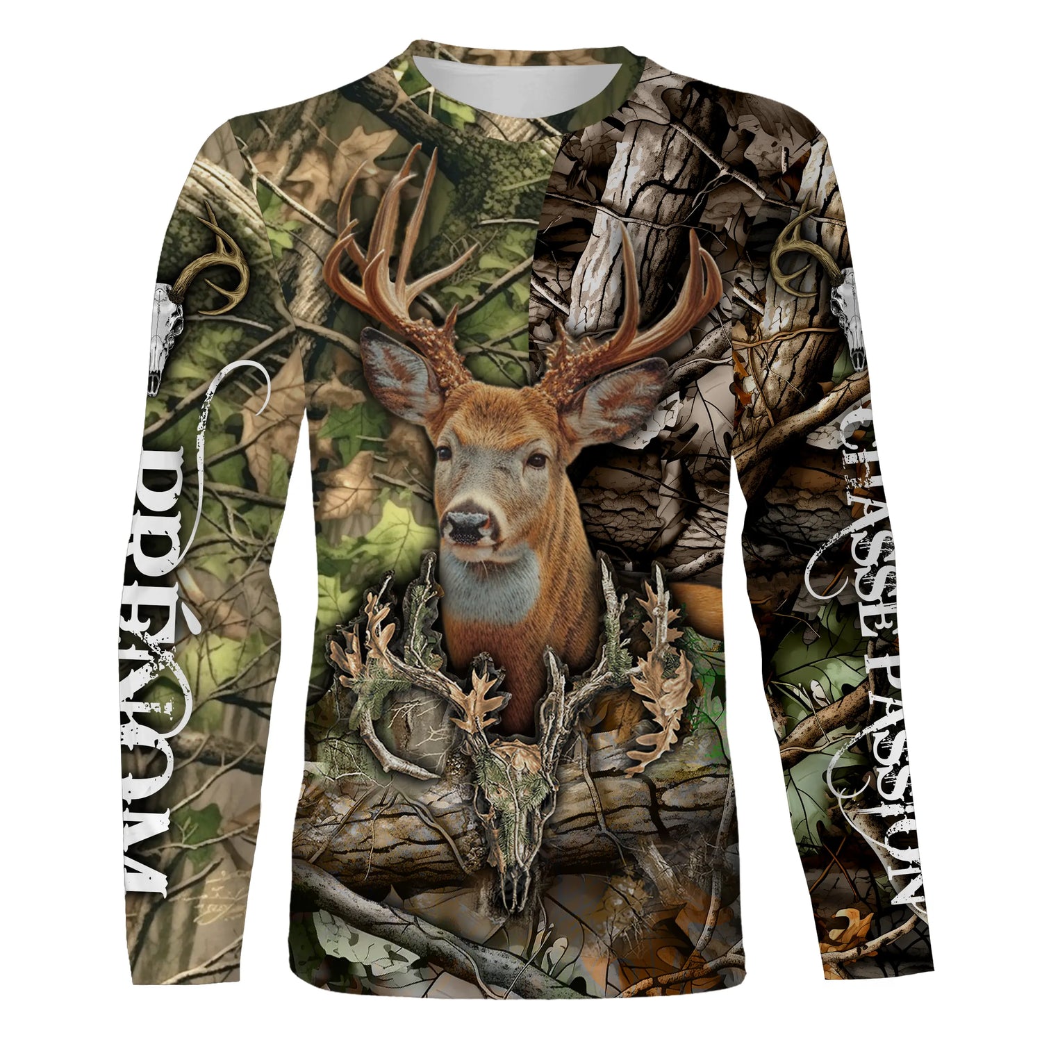 T-shirt Camouflage Chasse Passion, Chasse Au Cerf, Cadeau Perrsonnalisé Chasseur - CT07092236 T-shirt All Over Manches Longues Unisexe