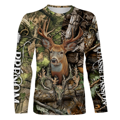 T-shirt Camouflage Chasse Passion, Chasse Au Cerf, Cadeau Perrsonnalisé Chasseur - CT07092236 T-shirt All Over Manches Longues Unisexe