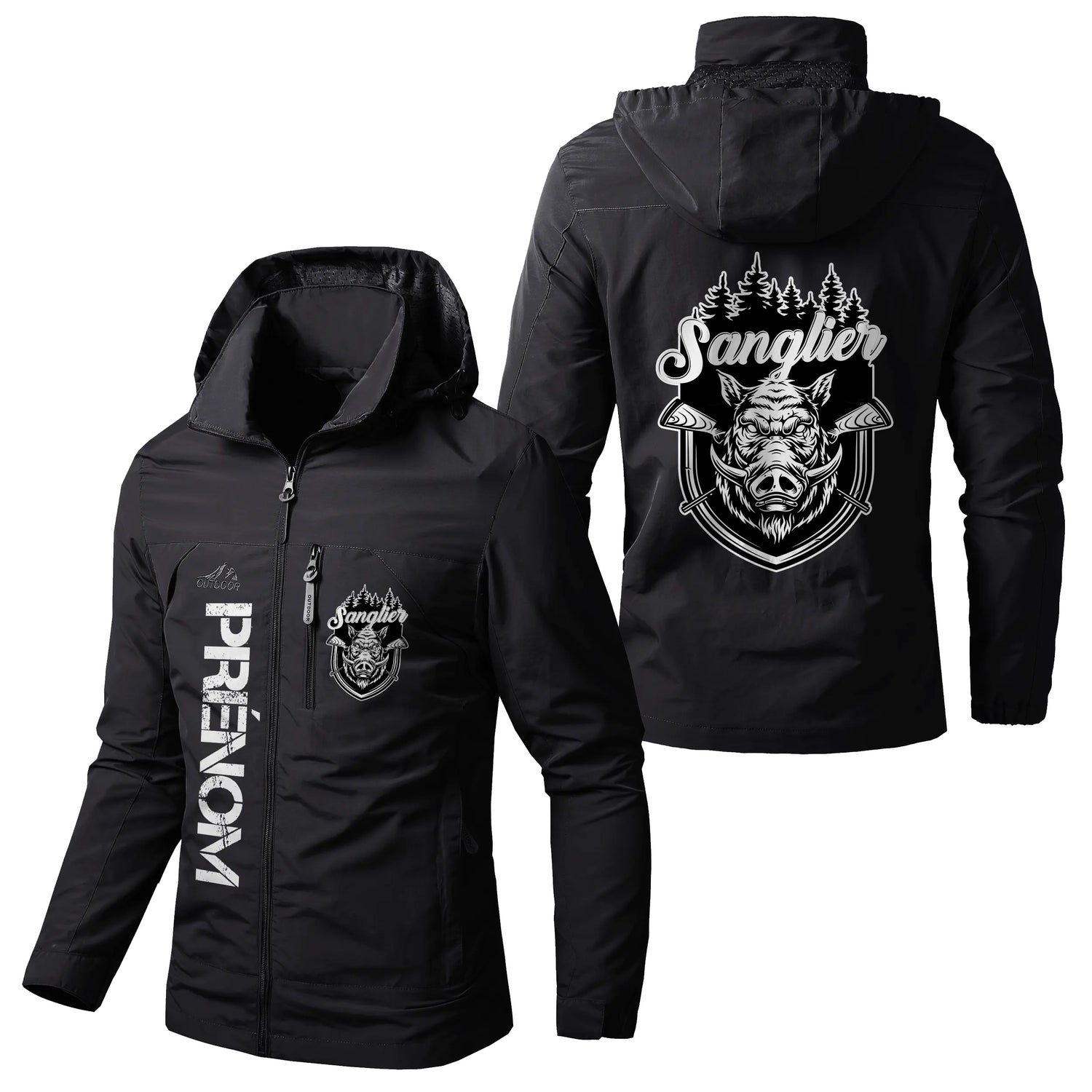 Veste Imperméable Et Coupe-Vent Chasse Au Sanglier, Cadeau Personnalisé Chasseurs - CT07092350 Noir