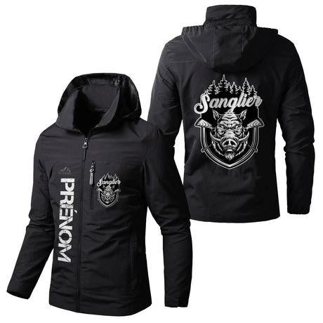 Veste Imperméable Et Coupe-Vent Chasse Au Sanglier, Cadeau Personnalisé Chasseurs - CT07092350 Noir