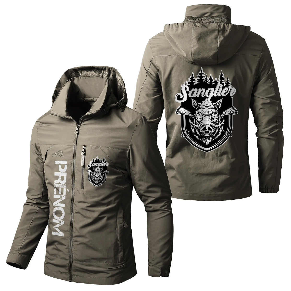 Veste Imperméable Et Coupe-Vent Chasse Au Sanglier, Cadeau Personnalisé Chasseurs - CT07092350 Kaki