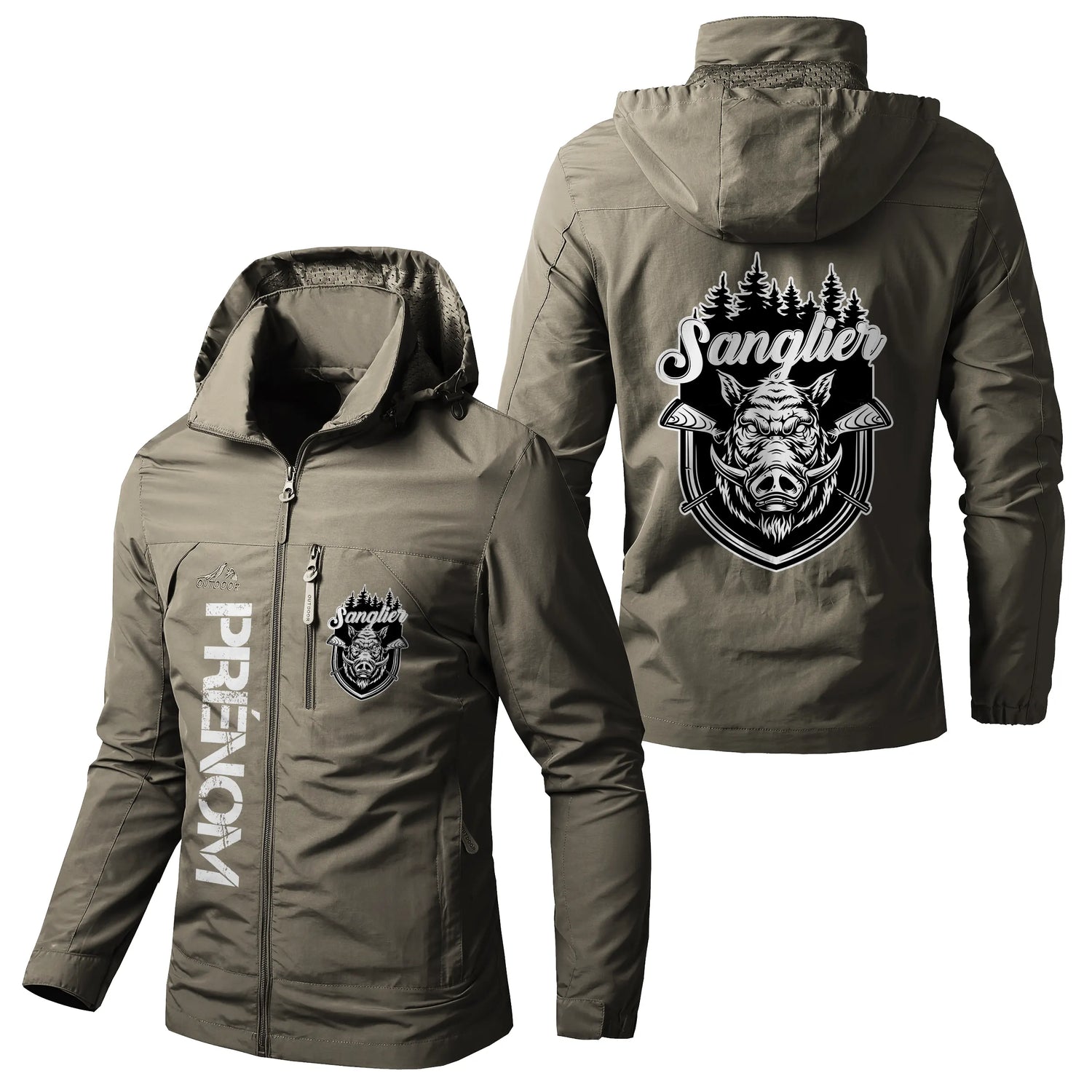 Veste Imperméable Et Coupe-Vent Chasse Au Sanglier, Cadeau Personnalisé Chasseurs - CT07092350 Kaki