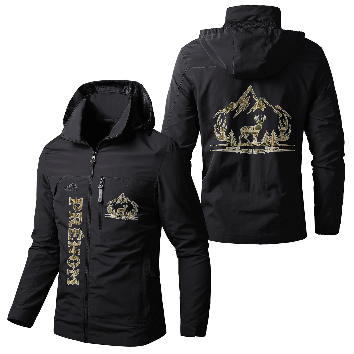 Veste Imperméable Et Coupe-Vent Chasse Au Cerf, Cadeau Personnalisé Chasseurs - CT07092352 Noir