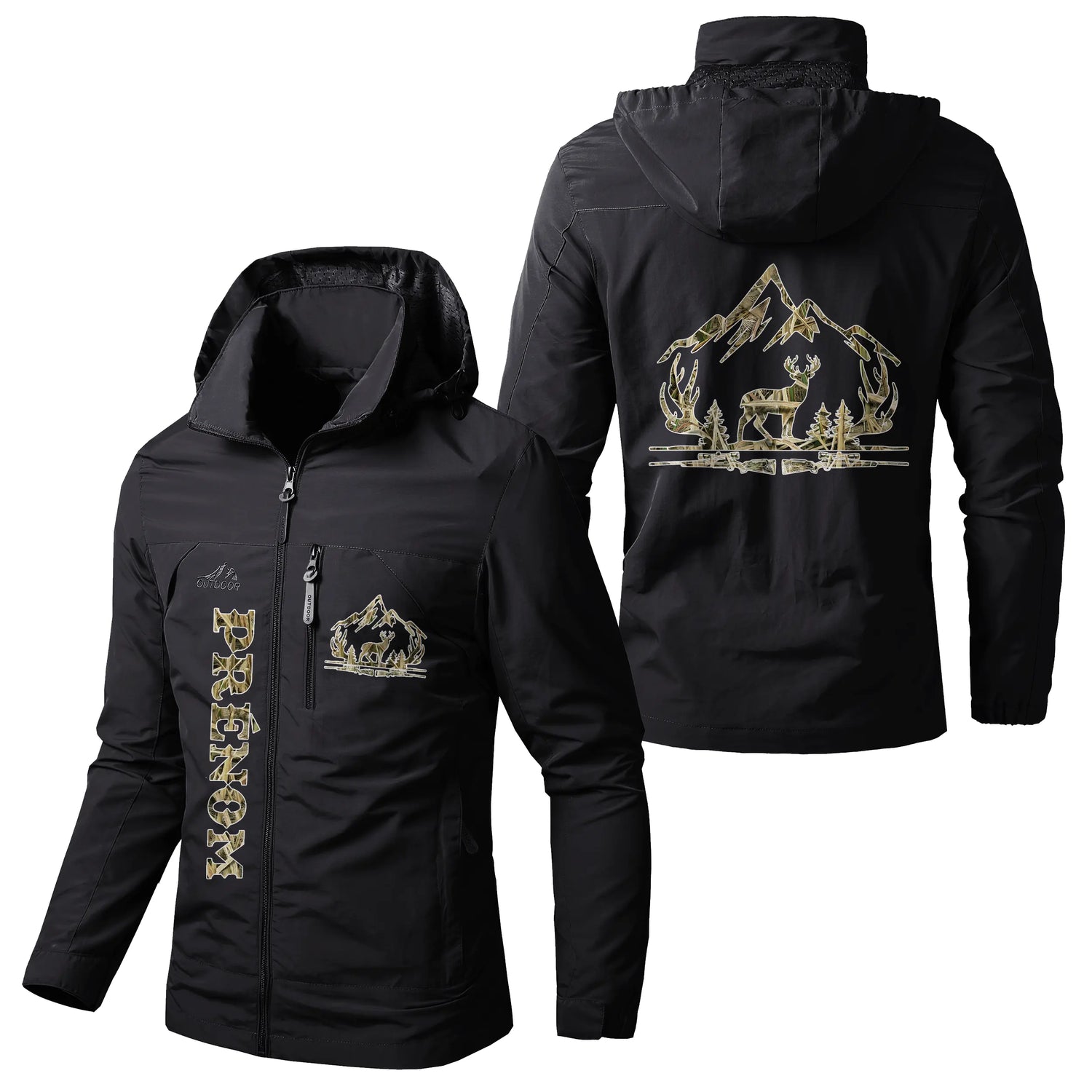 Veste Imperméable Et Coupe-Vent Chasse Au Cerf, Cadeau Personnalisé Chasseurs - CT07092352 Noir