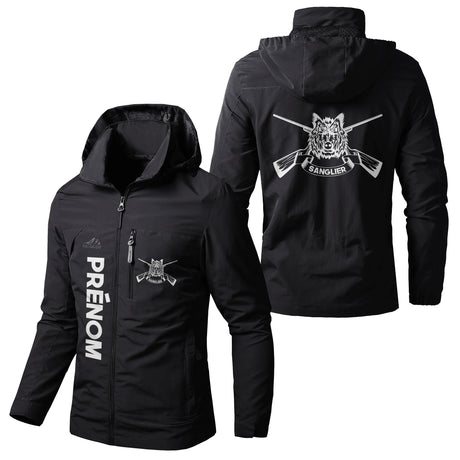Veste Imperméable Et Coupe-Vent Personnalisée Chasse Au Sanglier, Cadeau Original Chasseurs - CT07092353 Noir