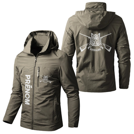 Veste Imperméable Et Coupe-Vent Personnalisée Chasse Au Sanglier, Cadeau Original Chasseurs - CT07092353 Kaki