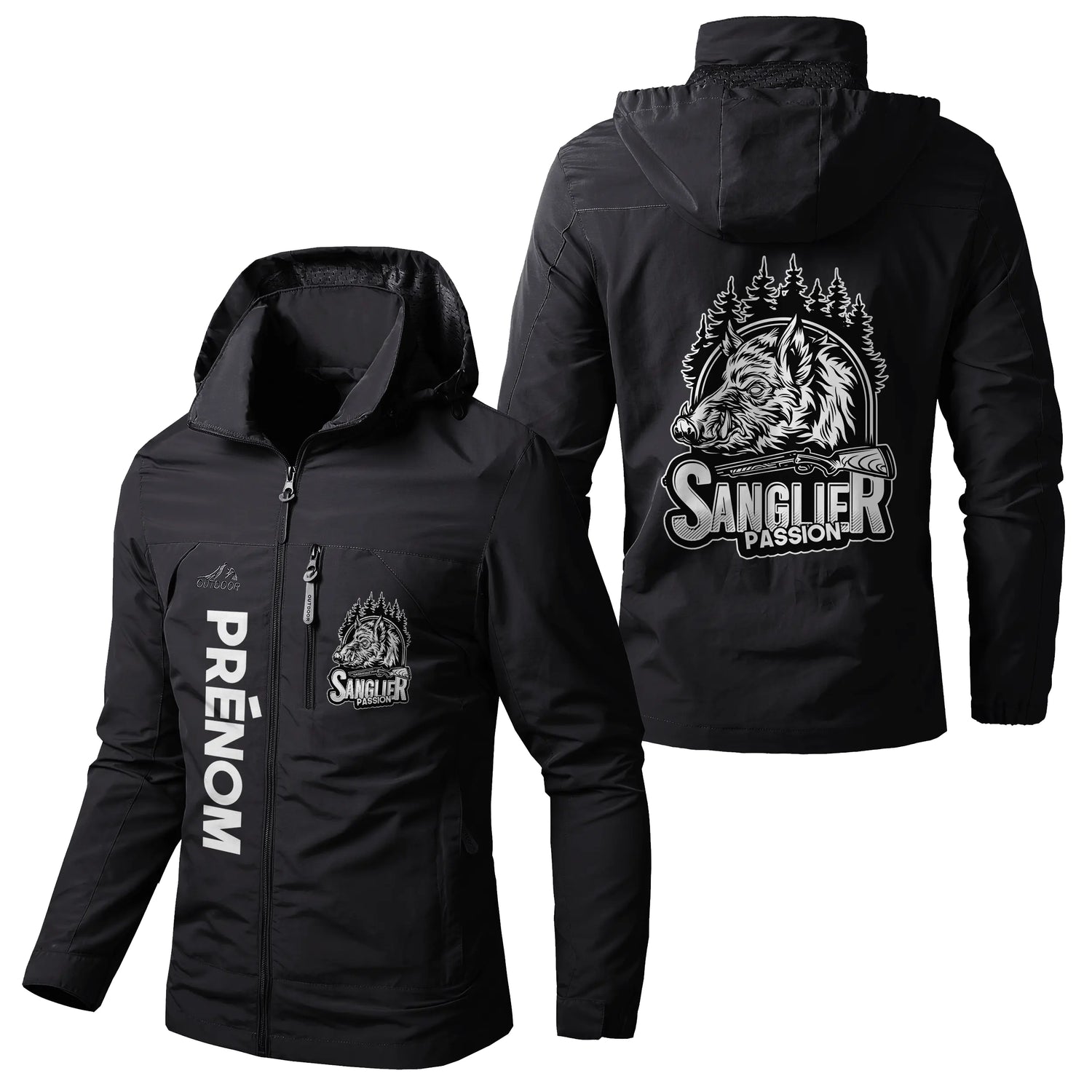Veste Imperméable Et Coupe-Vent Chasse Au Sanglier, Cadeau Idéal Chasseurs - CT07092354 Noir