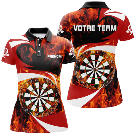 Polo Incandescent Darts Blaze - Design Flamboyant pour Amateurs de Fléchettes – AL08062445 - Polo Femme