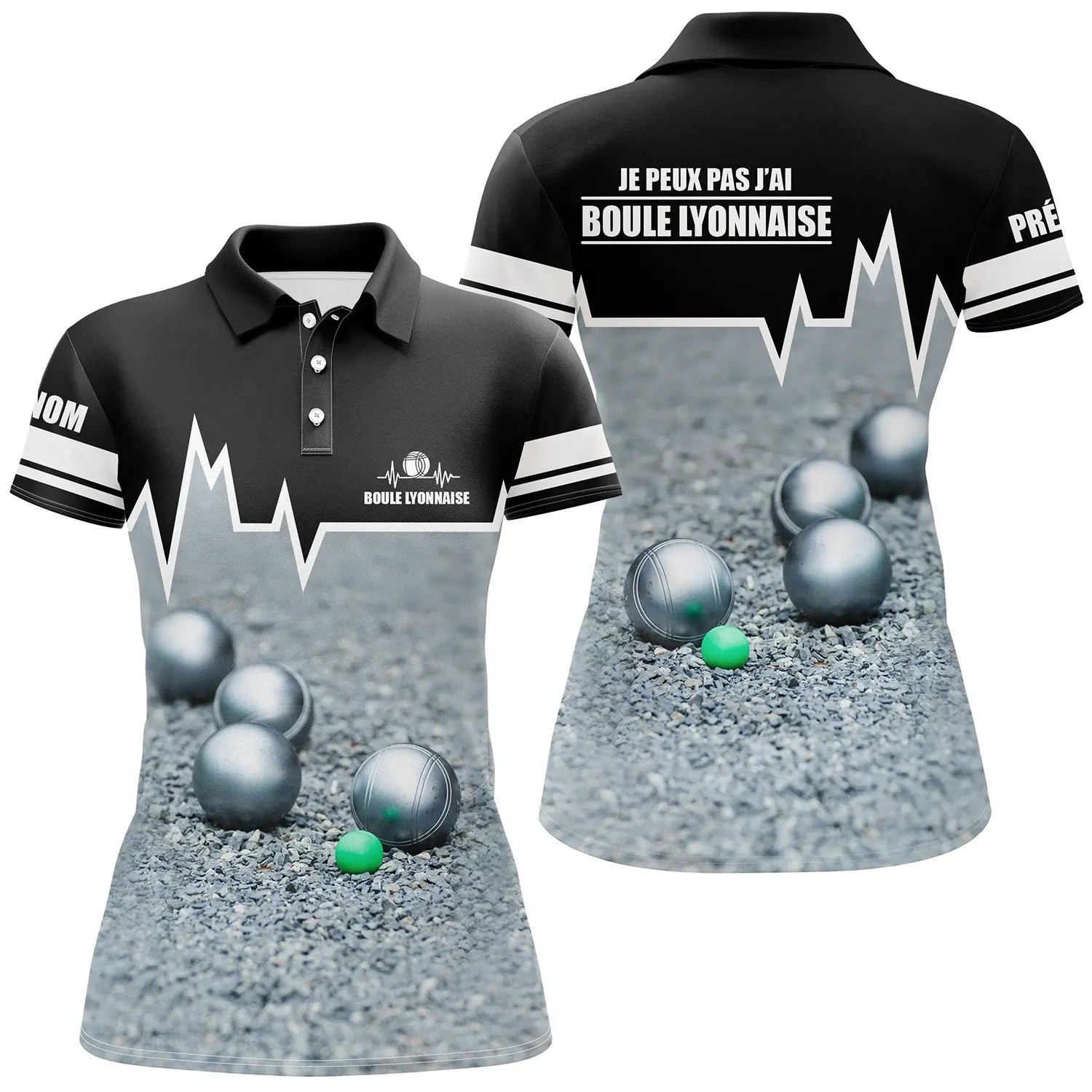 Polo Homme Et Femme Personnalisé, J'peux pas J'ai Boule Lyonnaise, Cadeau Humour Bouliste - CT09012436 - Polo Femme