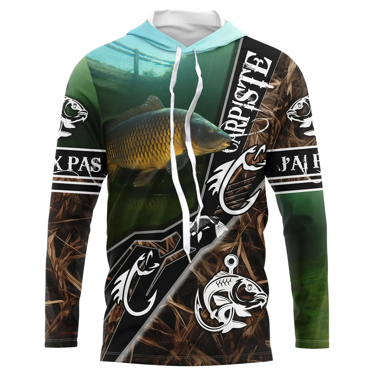T-shirt anti-UV manches longues carpiste camouflage, tenue discrète pour session étang
