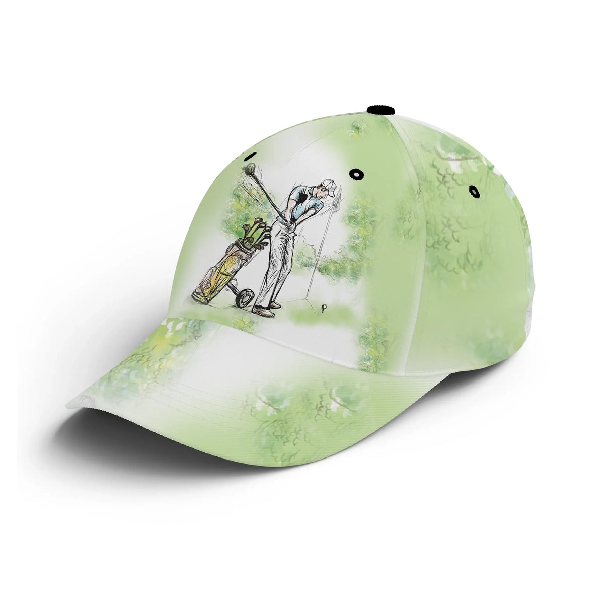 Casquette golf vert blanc dégradé GOLF stylisé fairway sportive unisexe parcours