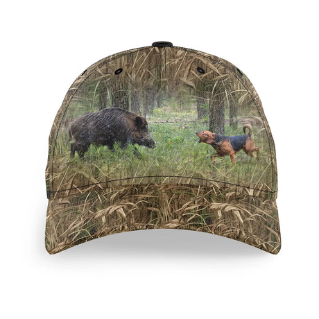 Casquette Camouflage Chasse Aux Sangliers Aux Chiens Courants, Teckel à Poil Dur - CT12082216 BWB2