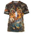 Chasse Au Cerf Automne, Cadeau Humour Chasseur, Né Pour Chasser Forcé De Travailler - CT07092243 T-shirt All Over Col Rond Unisexe