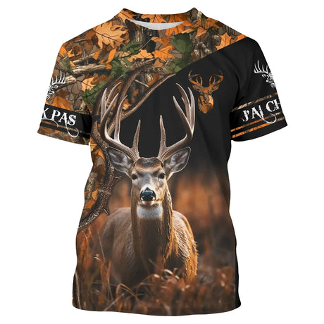 Chasse Au Cerf, Camouflage Orange Fluo Chasse, J'peux Pas, J'ai Chasse - CT07112231 T-shirt All Over Col Rond Unisexe