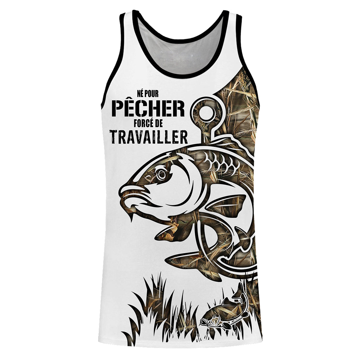 Pêche De La Carpe, Crochet De Pêche, Cadeau Humour Pêcheur, Camouflage, Tatouage, Né Pour Pêcher, Forcé De Travailler - VEPECA001
